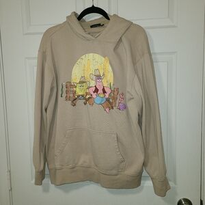 Spongebob SquarePants and Patrick Cowboy Rodeo Hoodie Tan Adult Size XL